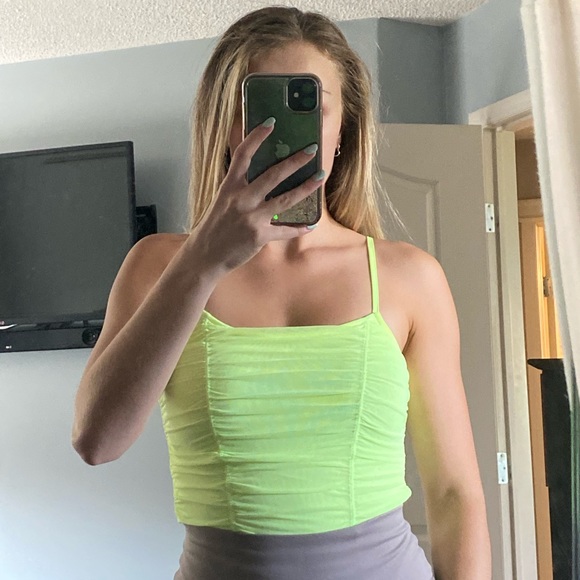 H & M lime green ruched bodysuit - Picture 1 of 1